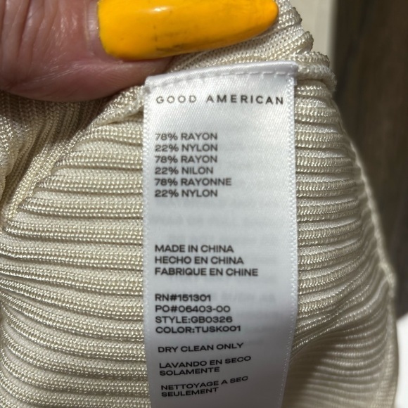 Good American ribbed cream turtleneck thong body suit XXL NEW - Picture 8 of 10